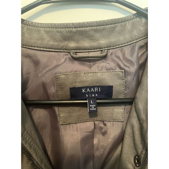 Kaari Blue Faux Leather Jacket Gray‎ Size Large - Picture 2 of 4